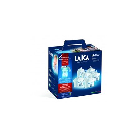 LAICA J996050 6 db-os bi-flux univerzális filtračná vložka LAICA STREAM LINE biela mechanikus filtračná kanvicaval, ajándéksada