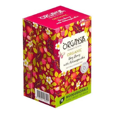Organisia Bio Piros Bogyósgyümölcsös tea Aswagandával 18db
