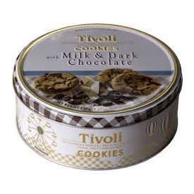   TIVOLI Tej és étcsokoládés kekszek kókusz darabokkal fémdobozban 150gramm