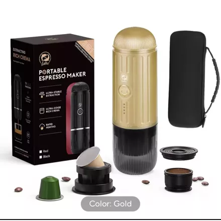 Cestovný kávovar 2v1 na mletú kávu a kapsule nespresso S OHRIEVOM VODY ČERVENÝ