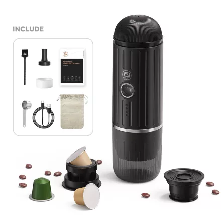 Cestovný kávovar 2v1 na mletú kávu a kapsule nespresso S OHRIEVOM VODY ČERVENÝ